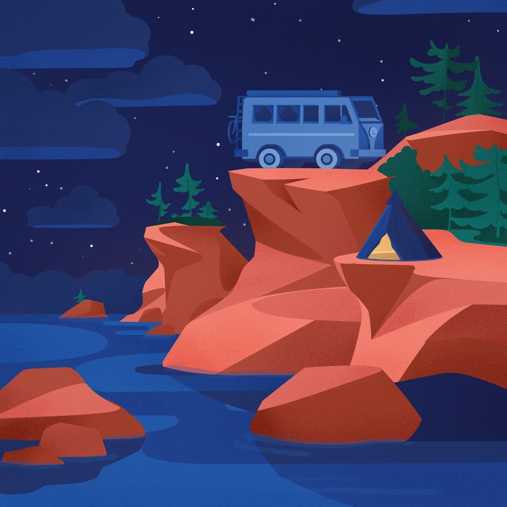 Camping at Moonlit Lake