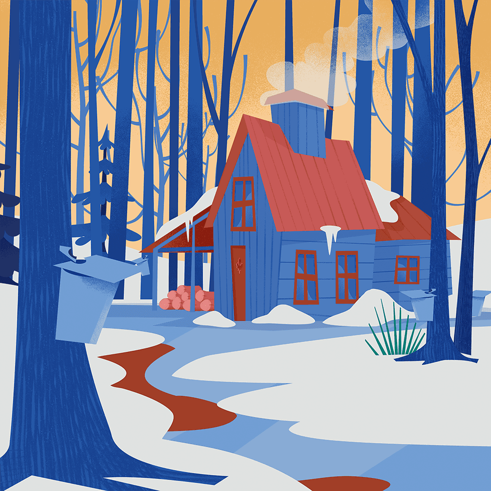 Winter Dusk at Maple Cabin